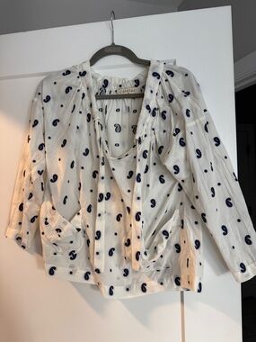 Tela Cream Blouse with Navy Paisley Motif
